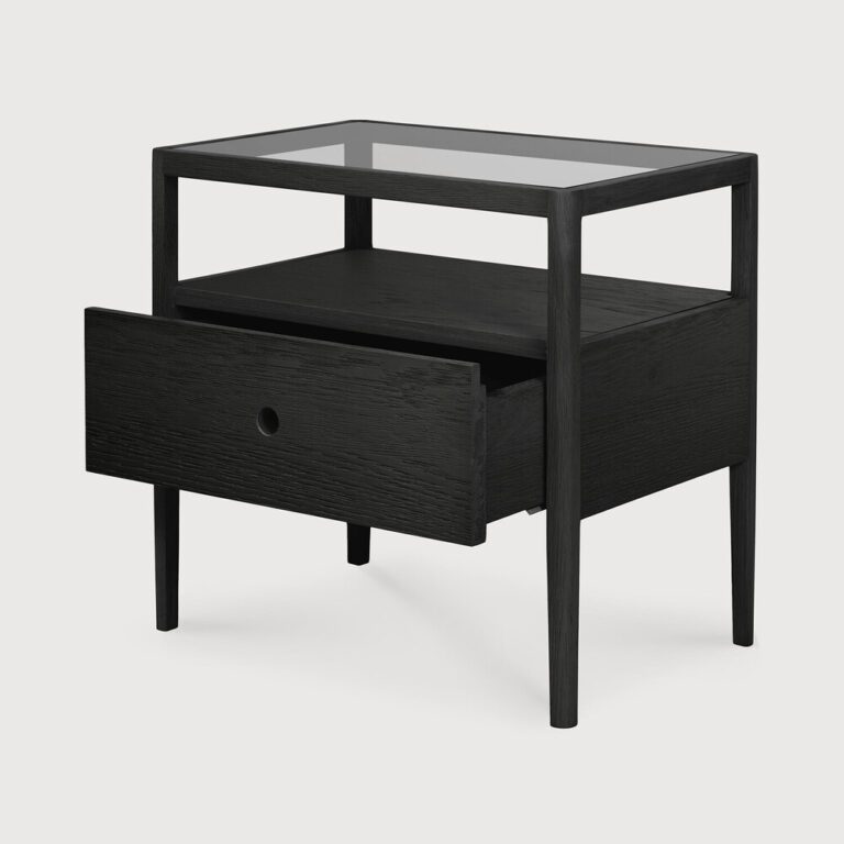 Image of a Black Oak Spindle Bedside Table