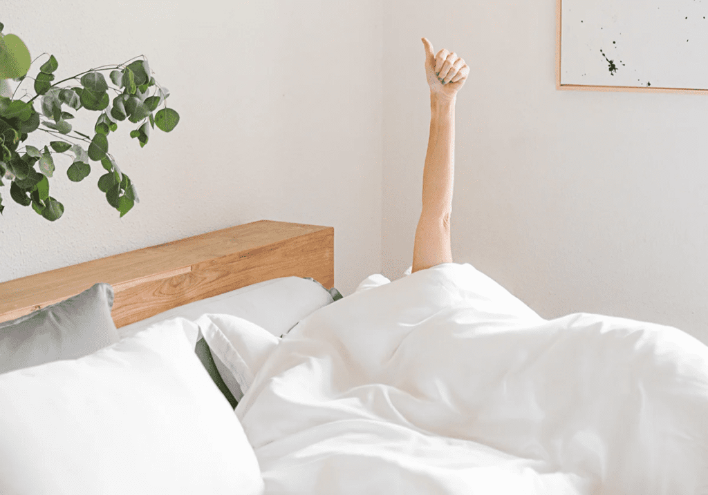 Image of someone sleeping in the Heveya Lyocell Bamboo Sheets